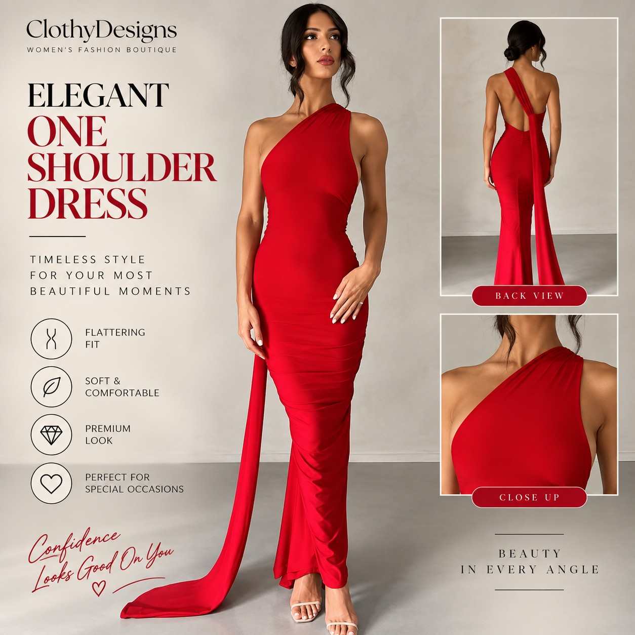 Women’s Backless Ruched Maxi Dress – Irregular Hem Sleeveless Elegant Party & Club Dress